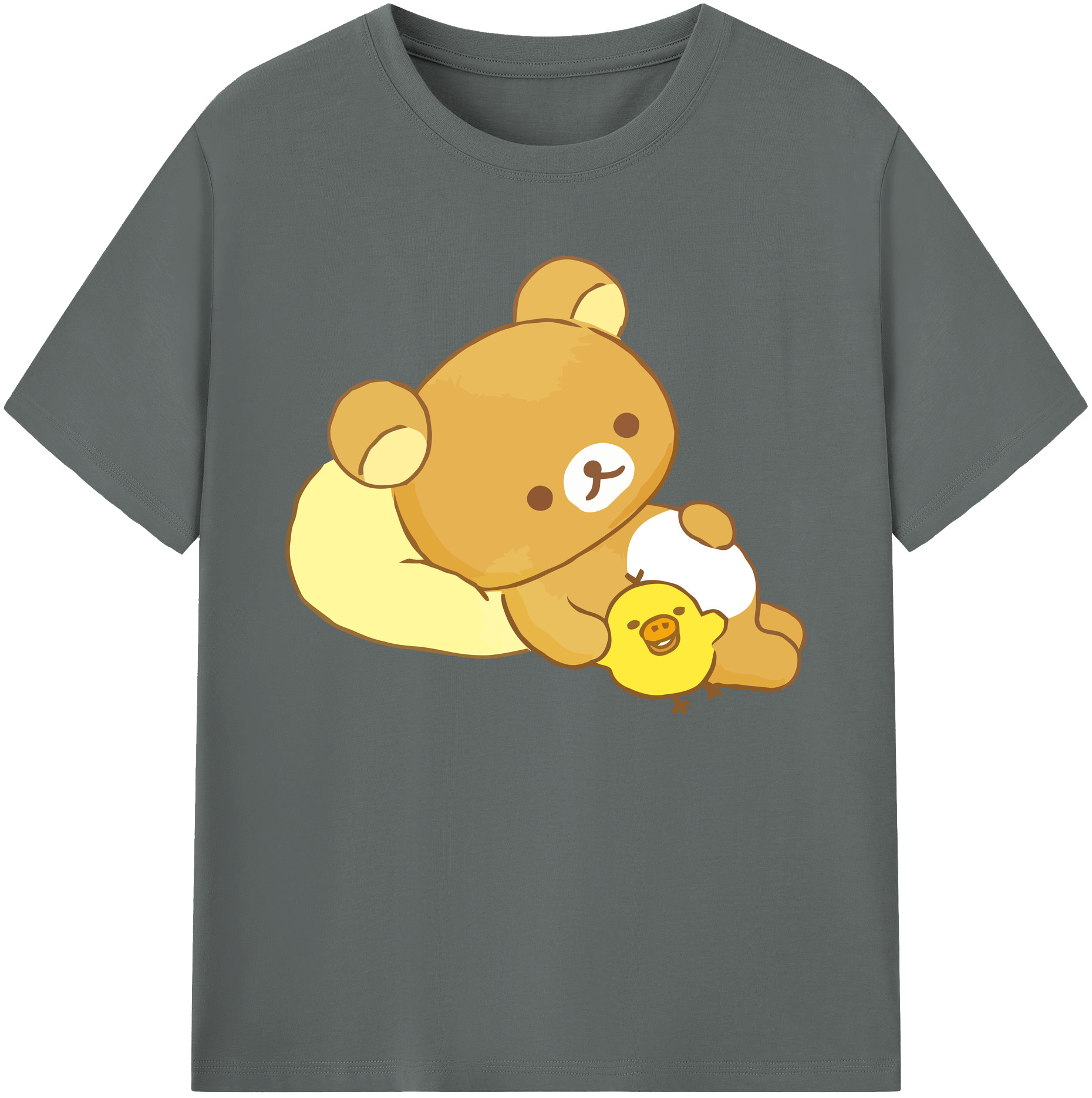 （画像用） リラックマ リラックマ キイロイトリ Rilakkuma Korilakkuma Kiiroitori 綿100％ メンズ半袖Tシャツ｜肌触りやわらか＆通気性